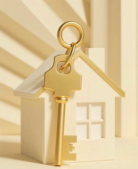 Golden key and house